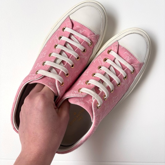Louis Vuitton Pink Denim Sneaker - Picture 3 of 4